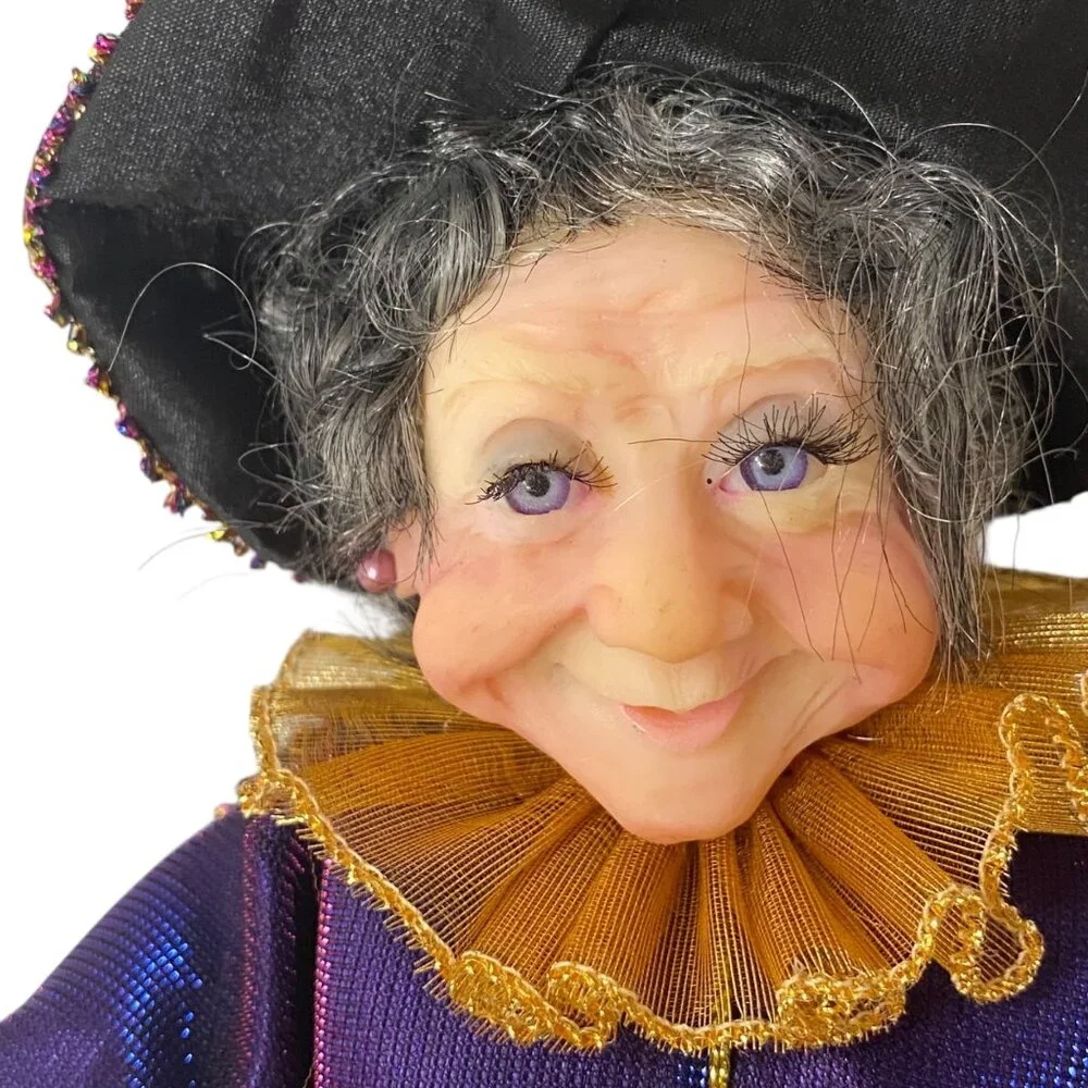 Vtg Kurt Adler Jacqueline Kent Purple Passion Witch Hanging Decor Halloween‎
